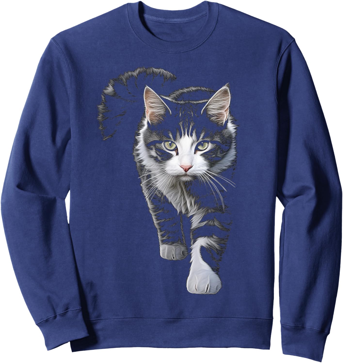 Cat Drawing Animal Art Motif Cat Sweatshirt - Sweatshirt | Navy