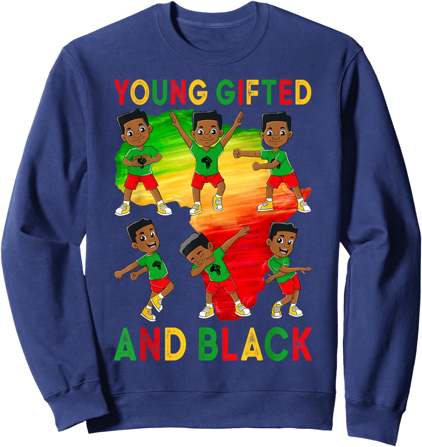 Young Gifted and Black Boys Kids Juneteenth Young King Sweatshirt - Sweatshirt | Navy