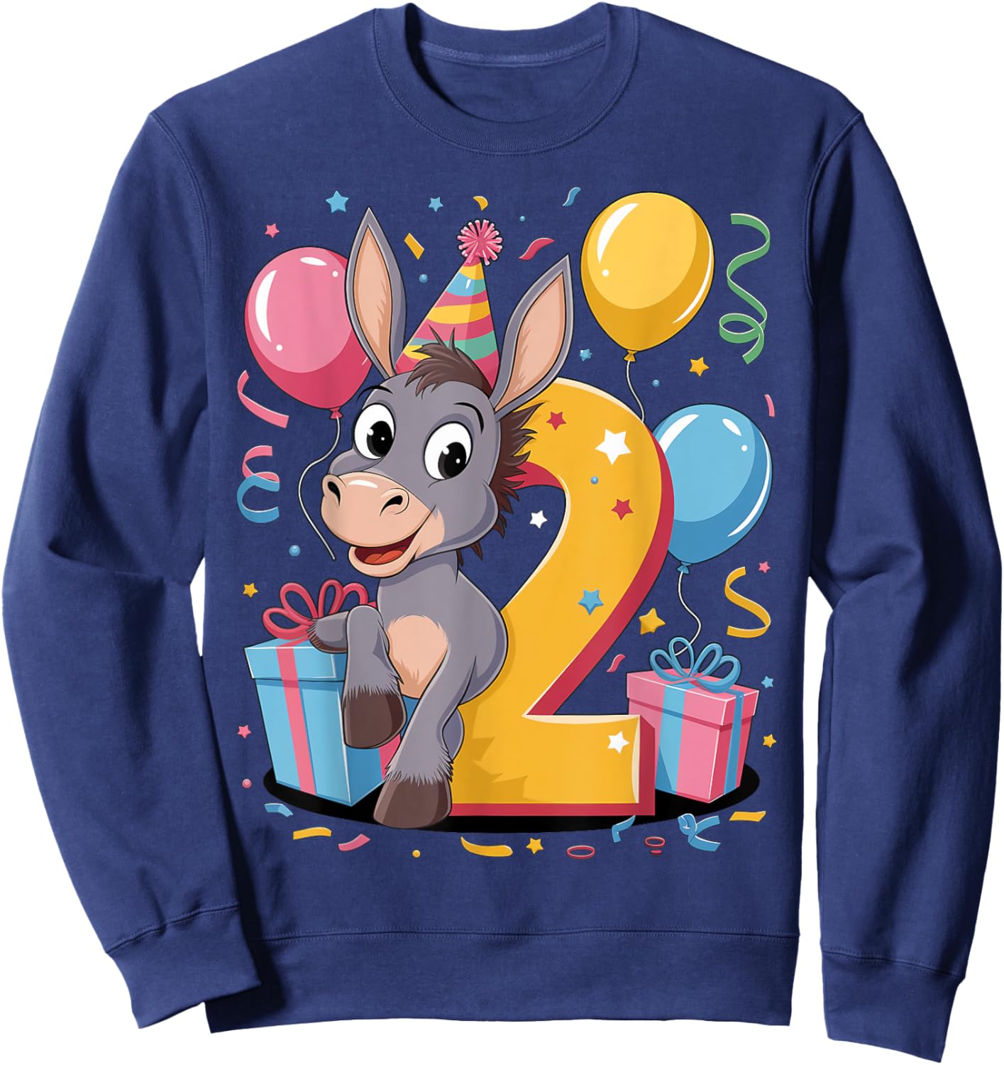 Donkey 2nd birthday boy girl 2 years old second two Donkey Sweatshirt - Sweatshirt | Navy