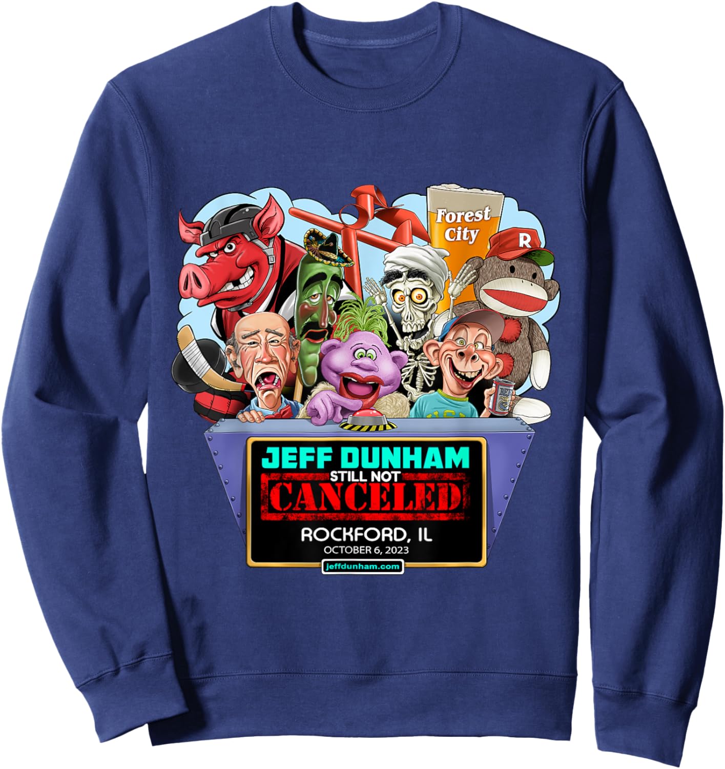 Jeff Dunham Rockford, IL (2023) Sweatshirt - Sweatshirt | Navy