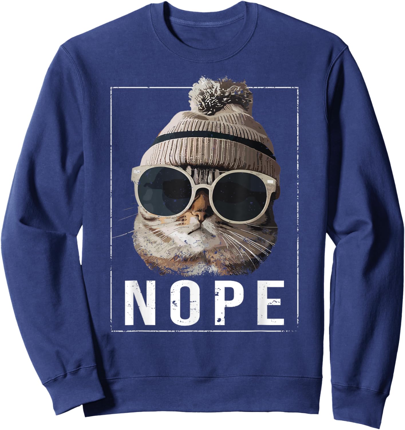 Funny Cat Nope Sweatshirt - Sweatshirt | Navy