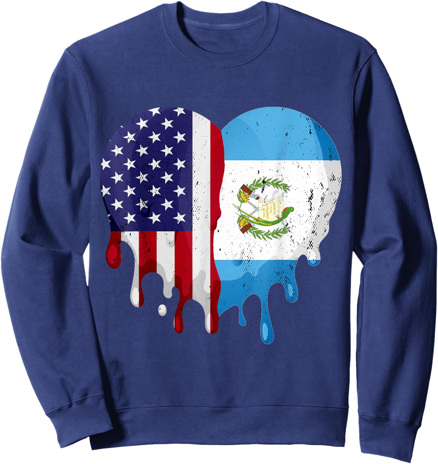 American Guatemalan Hispanic Heritage Month Flag Heart Sweatshirt - Sweatshirt | Navy