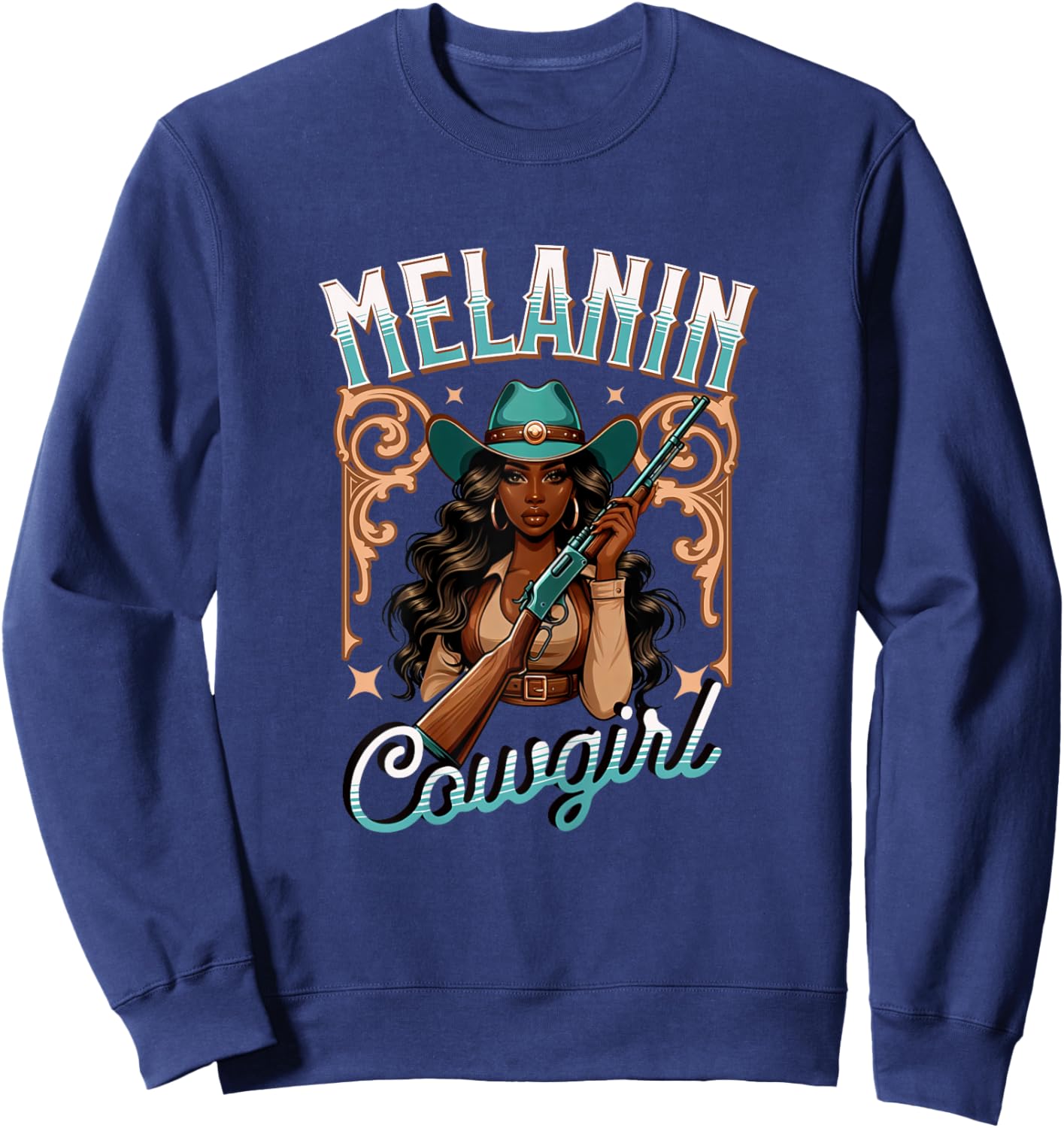 Melanin Cowgirl Rodeo Queen Country Girl African American Sweatshirt - Sweatshirt | Navy