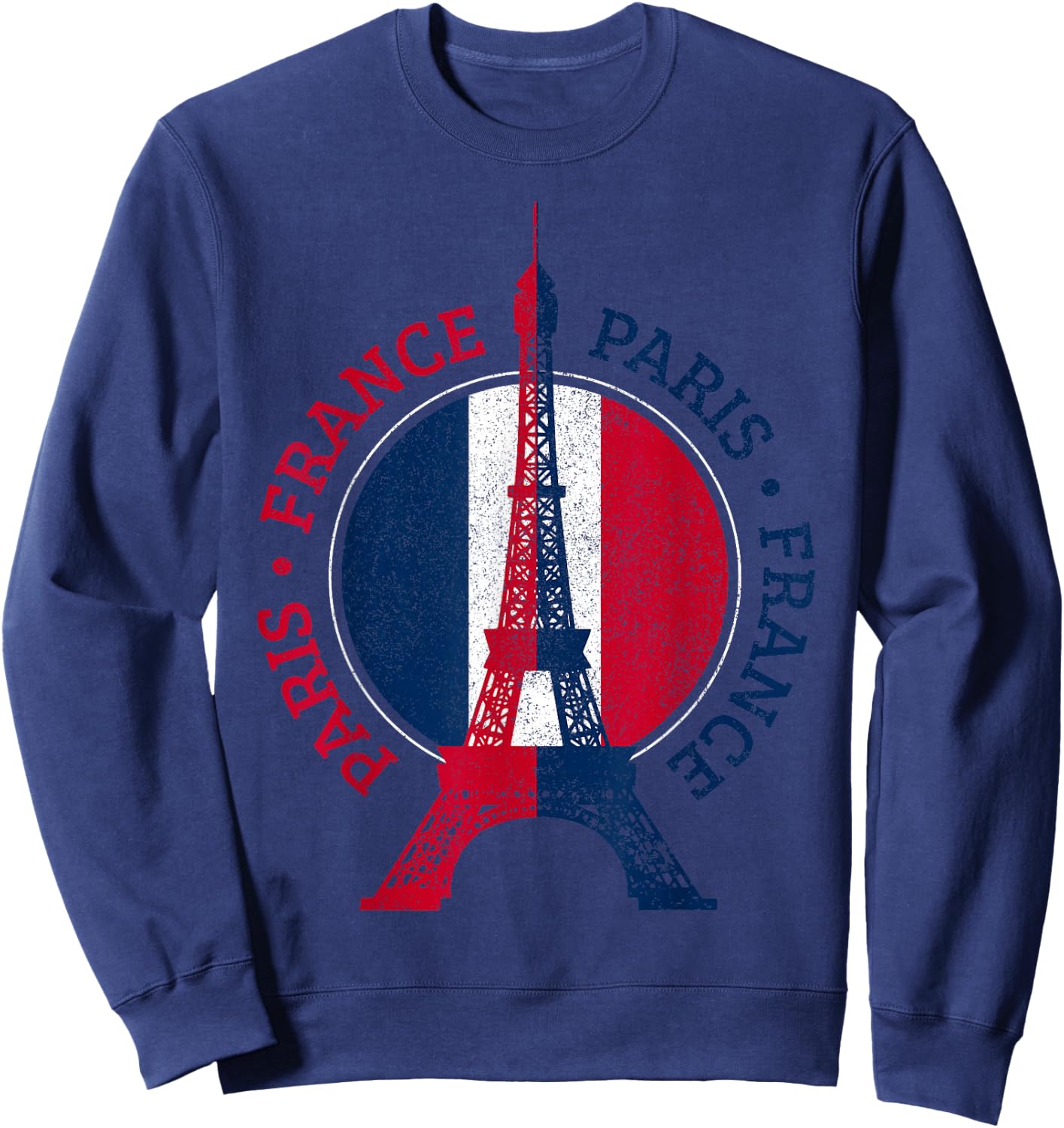 Paris France Eiffel Tower France Flag Travel Souvenir Sweatshirt - Sweatshirt | Navy