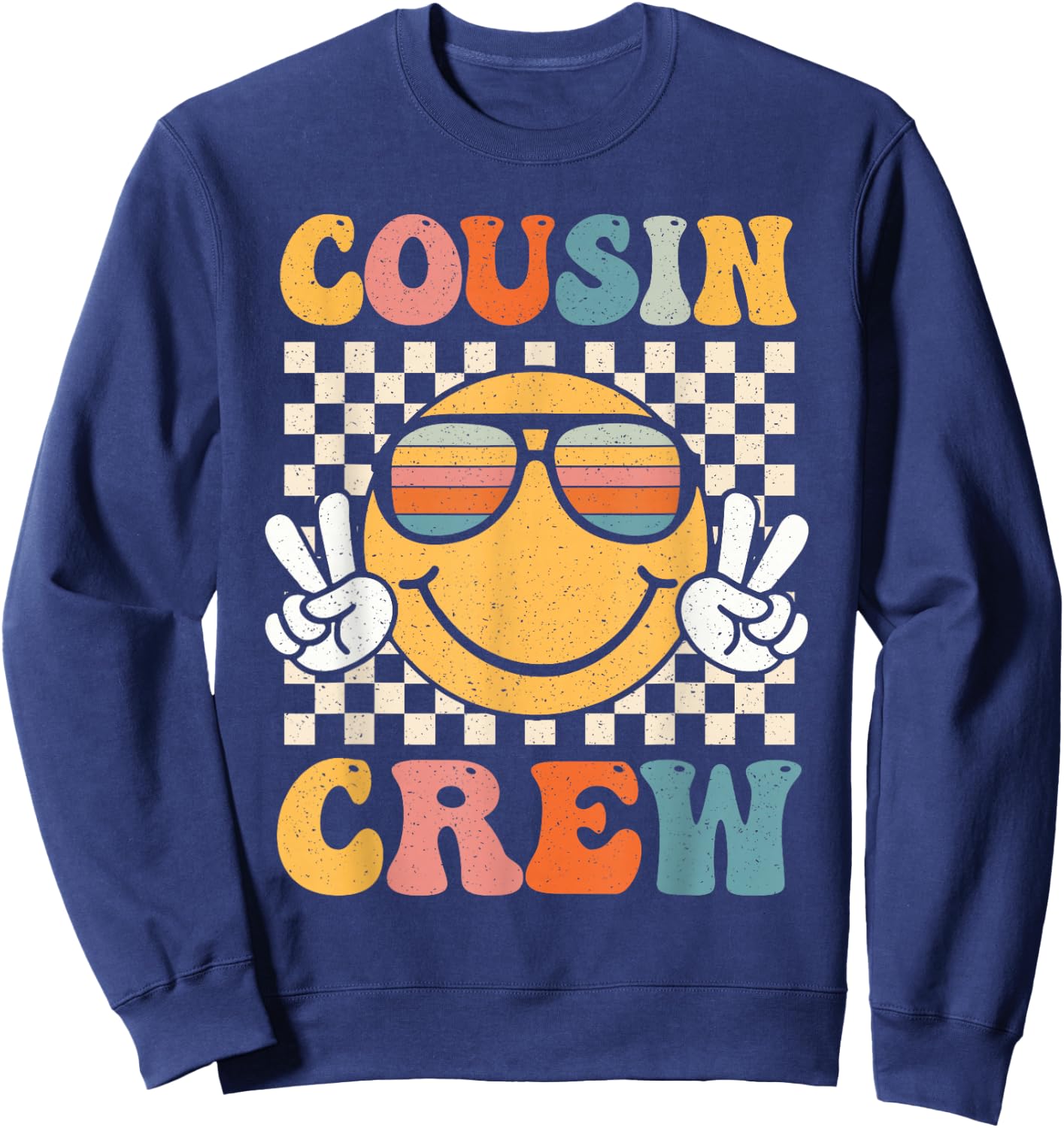 Retro Cousin Crew Summer Family Matching Funny Cousin Squad Sweatshirt - Sweatshirt | Navy