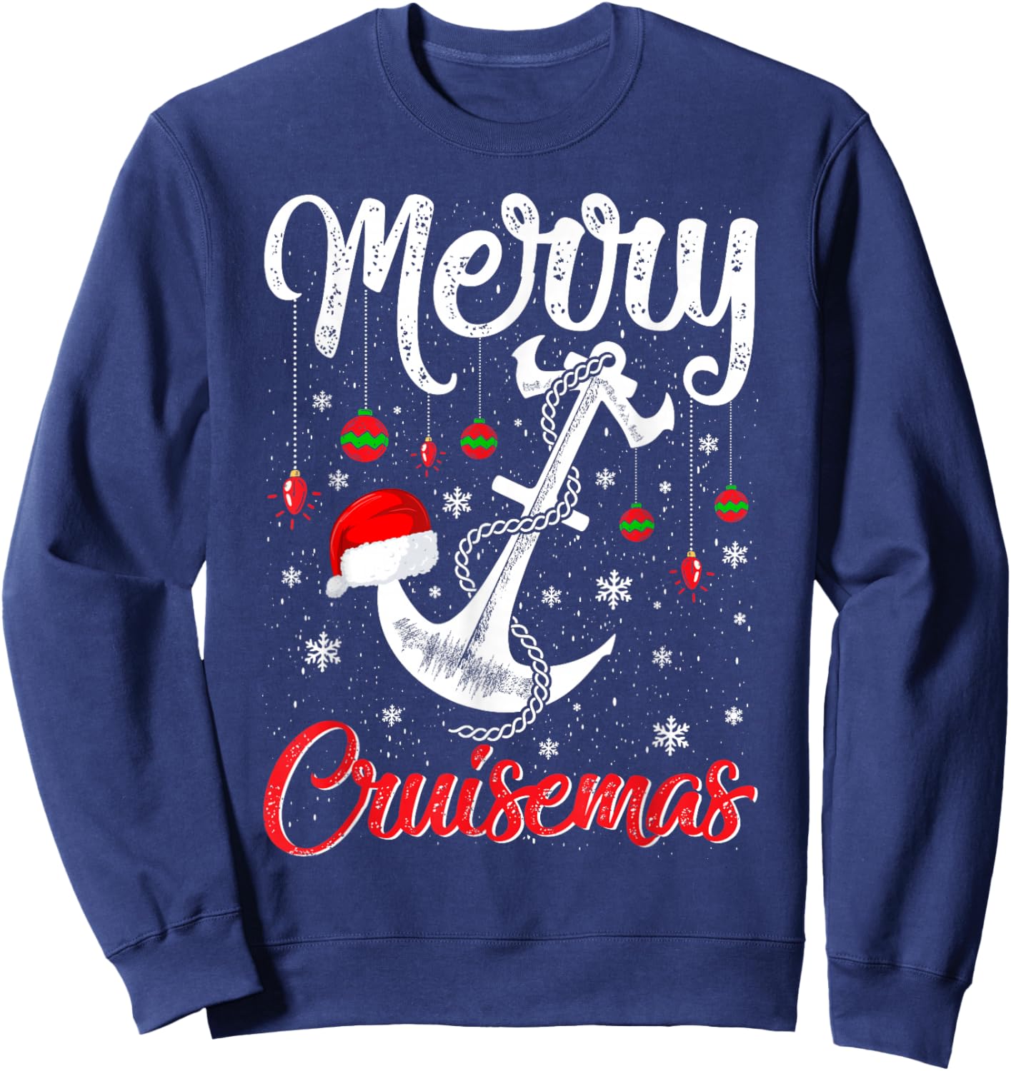 Merry Cruisemas Ugly Christmas Sweater Cruise Ship Sweatshirt - Sweatshirt | Navy