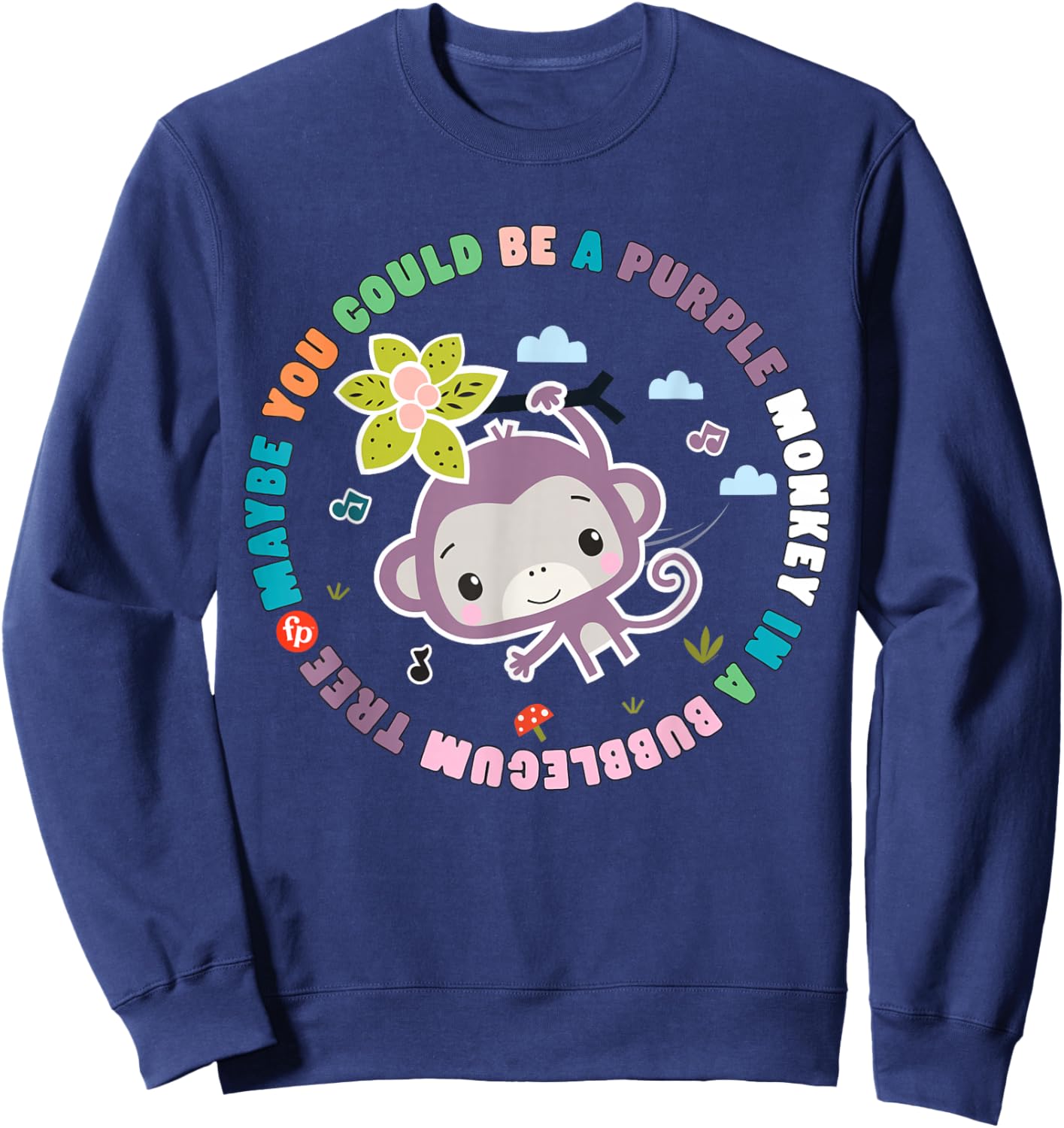Fisher-Price Purple Monkey - Hanging Purple Monkey Sweatshirt - Sweatshirt | Navy