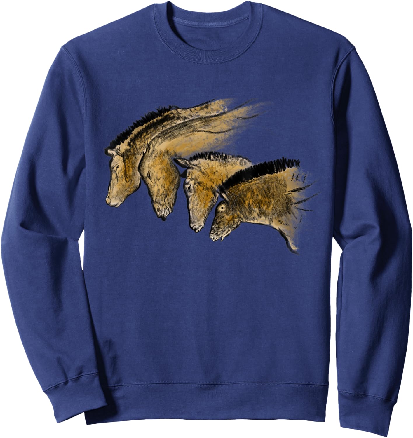 Cave Painting of four horses from Chauvet Sweatshirt - Sweatshirt | Navy
