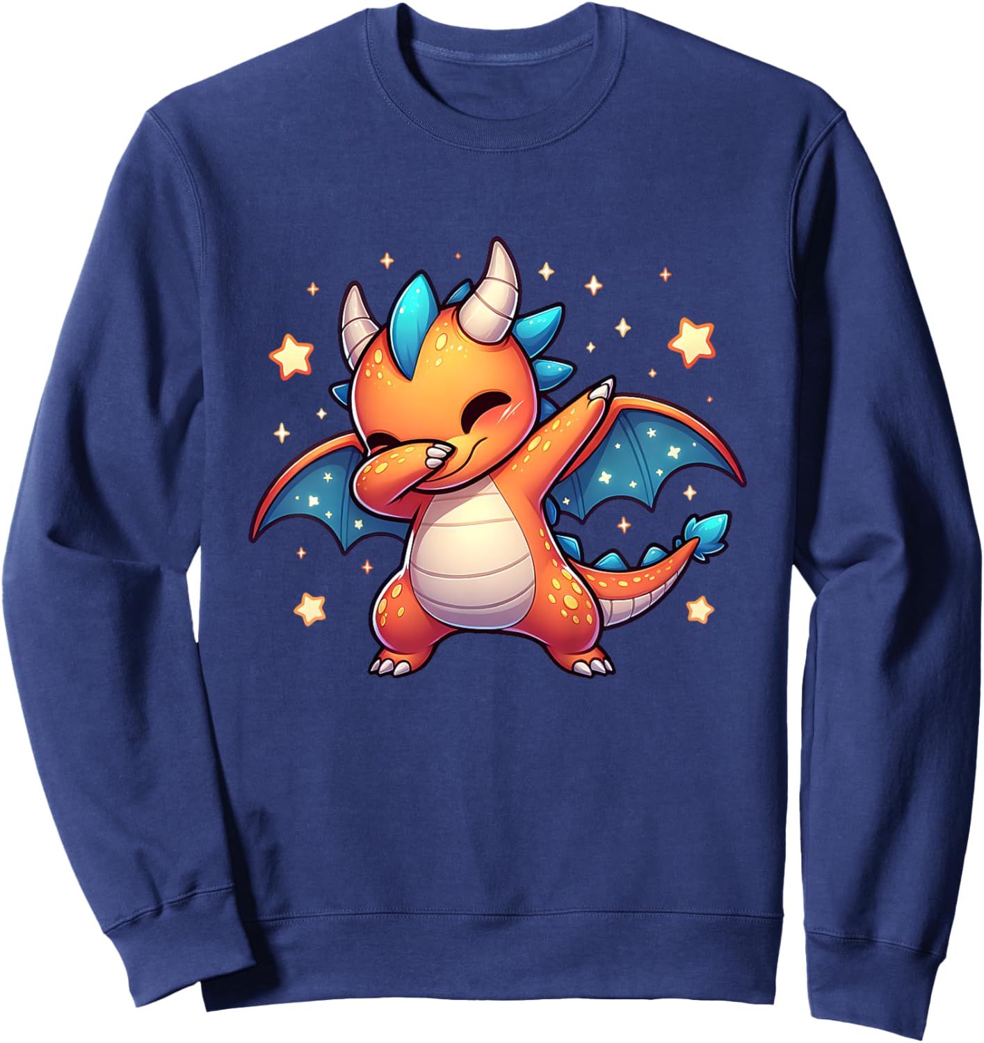 Dragon Dabbing Cute Ren Faire Graphic Toddler Girl Boy Funny Sweatshirt - Sweatshirt | Navy
