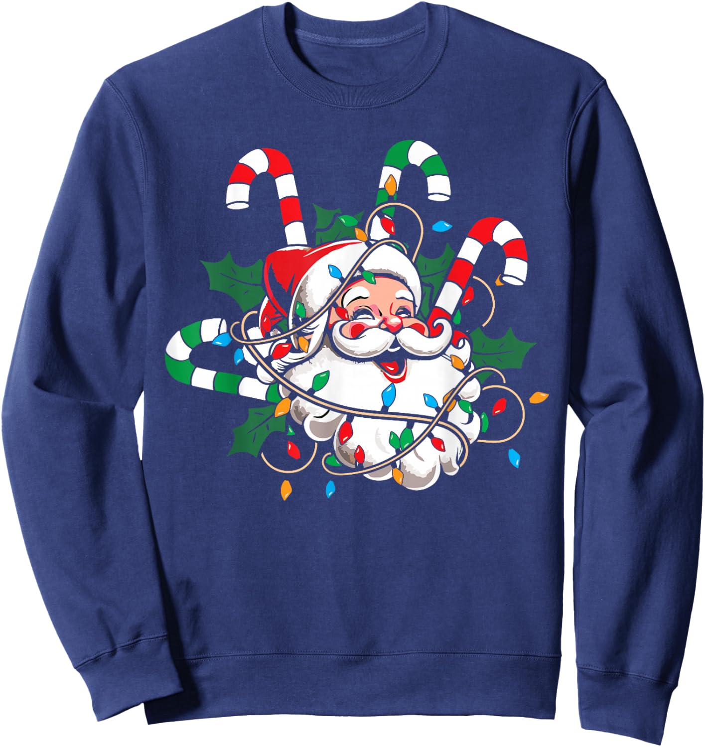 Vintage Christmas Santa Claus Candy Cane Retro Xmas Costume Sweatshirt - Sweatshirt | Navy