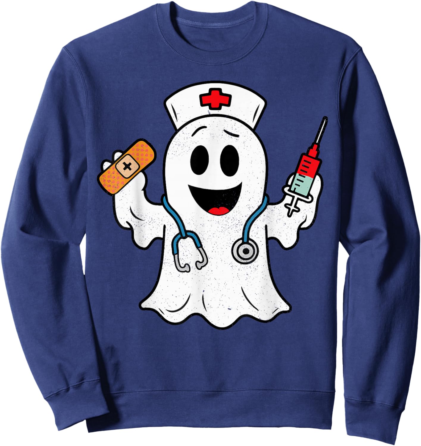 Nurse Ghost Scrub Cute Halloween Costume For Nurses Women RN Sweatshirt - Sweatshirt | Navy