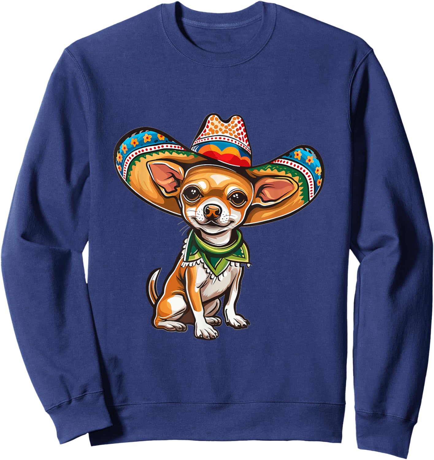 Funny Cinco de Mayo Chihuahua Graphic Sweatshirt - Sweatshirt | Navy