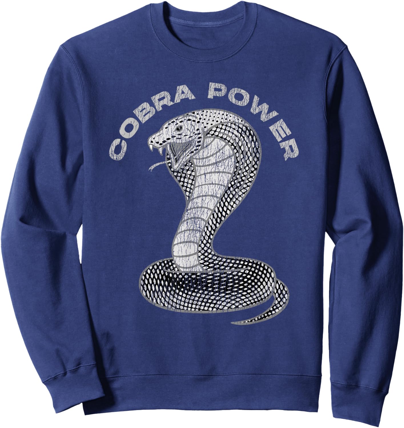 Vintage Distressed King Cobra Power Snake Muscle Car Karate Sweatshirt - Sweatshirt | Navy