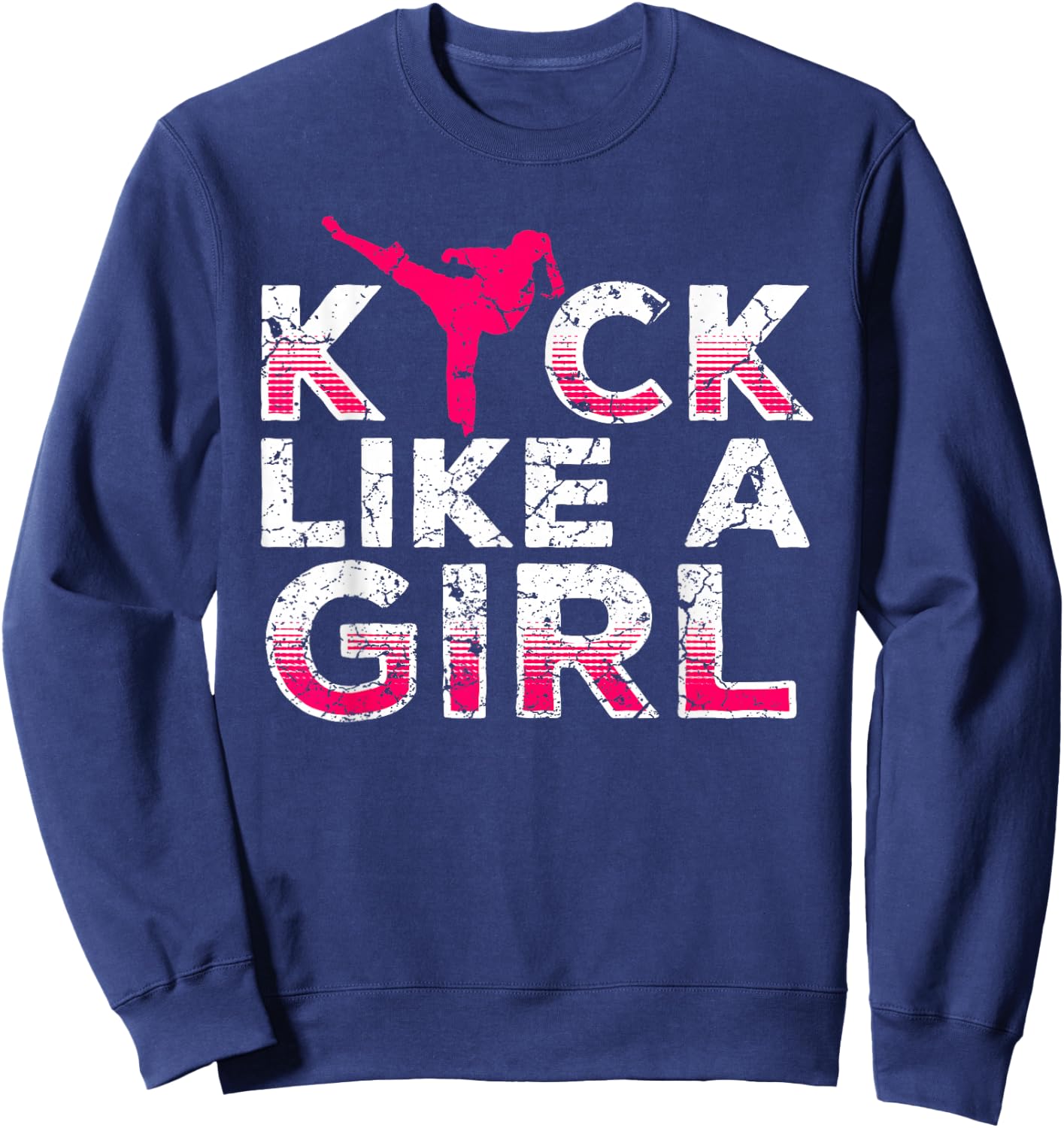 I Kick Like A Girl-Karate Kickboxing Girls Sweatshirt - Sweatshirt | Navy