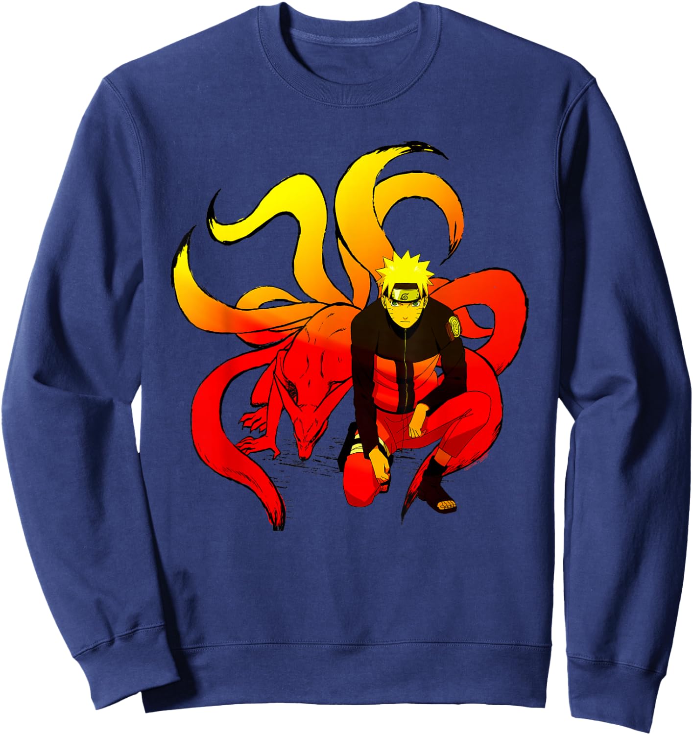 Naruto Shippuden Naruto and 9 Tails Short Sleeve Sweatshirt - Sweatshirt | Navy