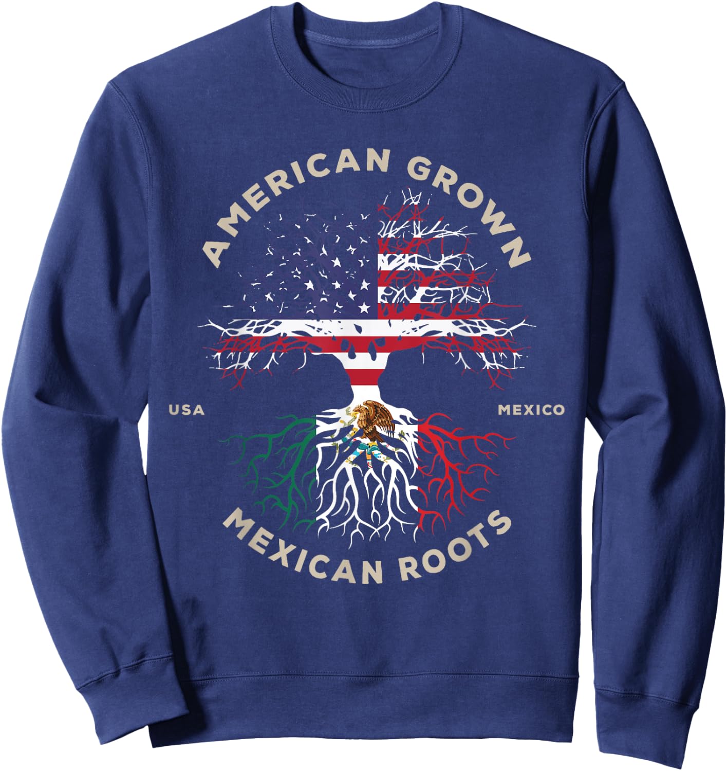 American Grown With Mexican Roots Sweatshirt - Sweatshirt | Navy