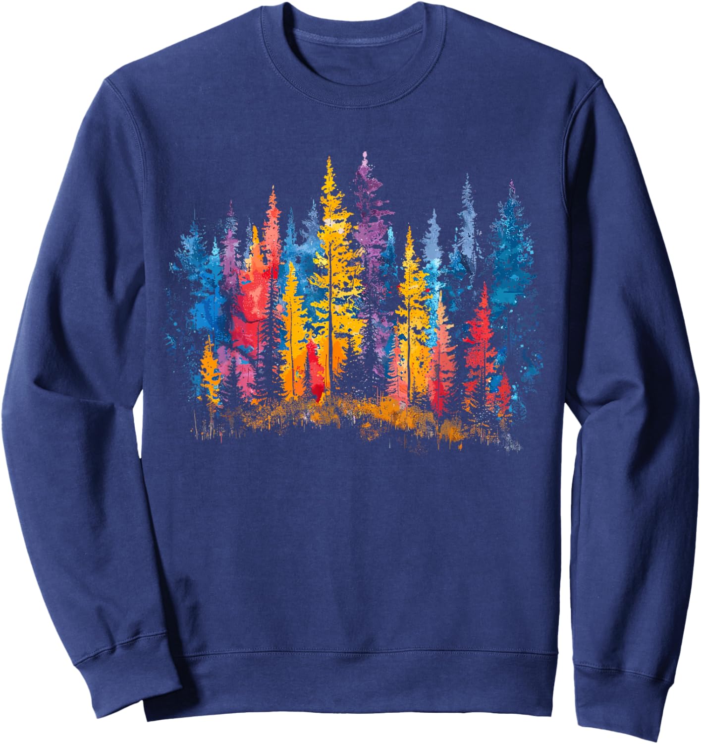 Colorful Forest, Trees and Leaves, Natur Lover, Men, Women Sweatshirt - Sweatshirt | Navy