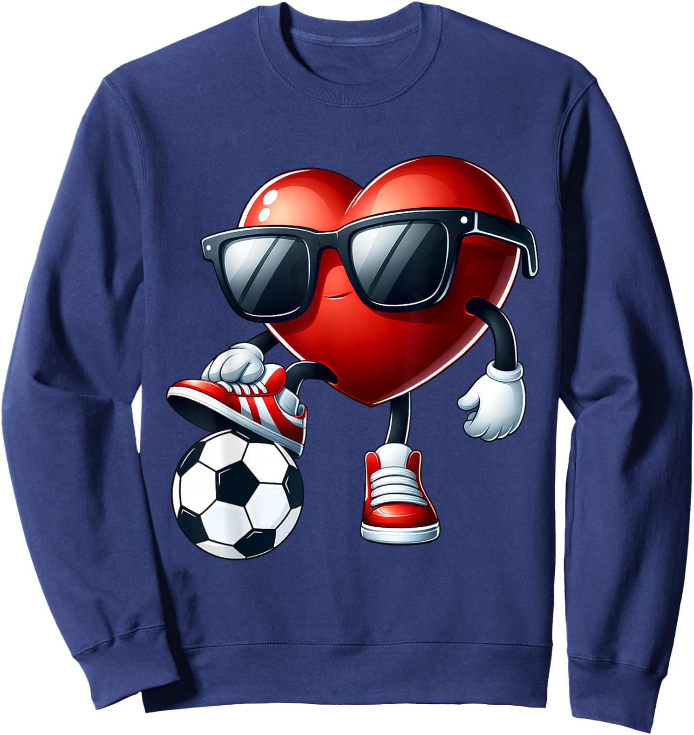 Funny Heart Playing Soccer Valentines Day Boys Kids Sweatshirt - Sweatshirt | Navy