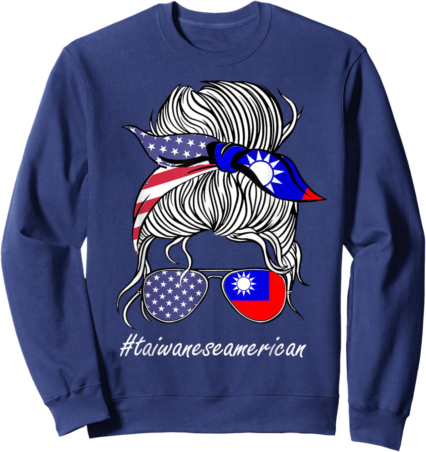 Taiwan Heritage American Women Girl Taiwan Flag Sweatshirt - Sweatshirt | Navy