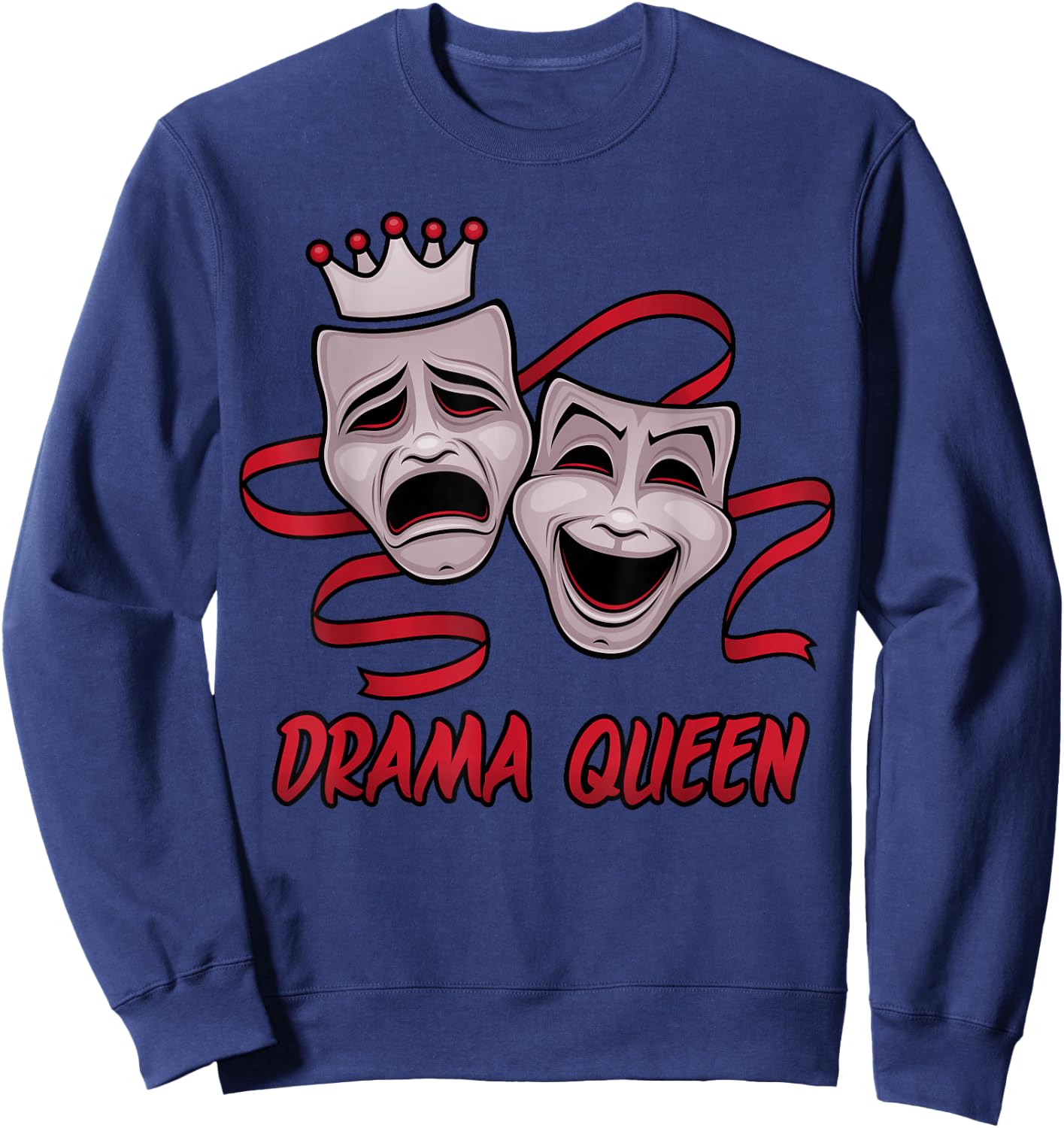 Drama Queen Gray Comedy And Tragedy Theater Masks Sweatshirt - Sweatshirt | Navy