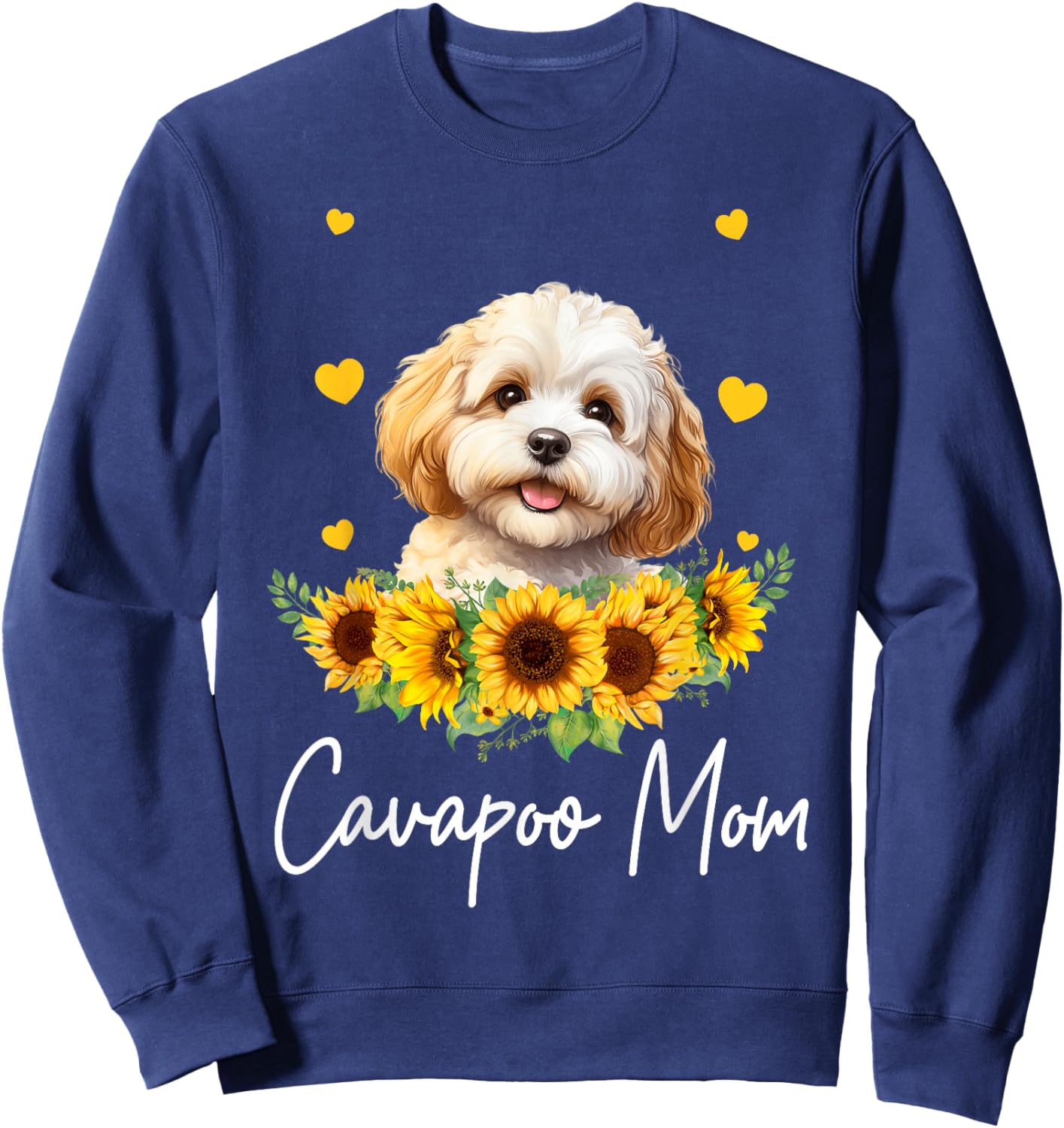 Sunflower Cavapoo Mom Dog Lover Sweatshirt - Sweatshirt | Navy