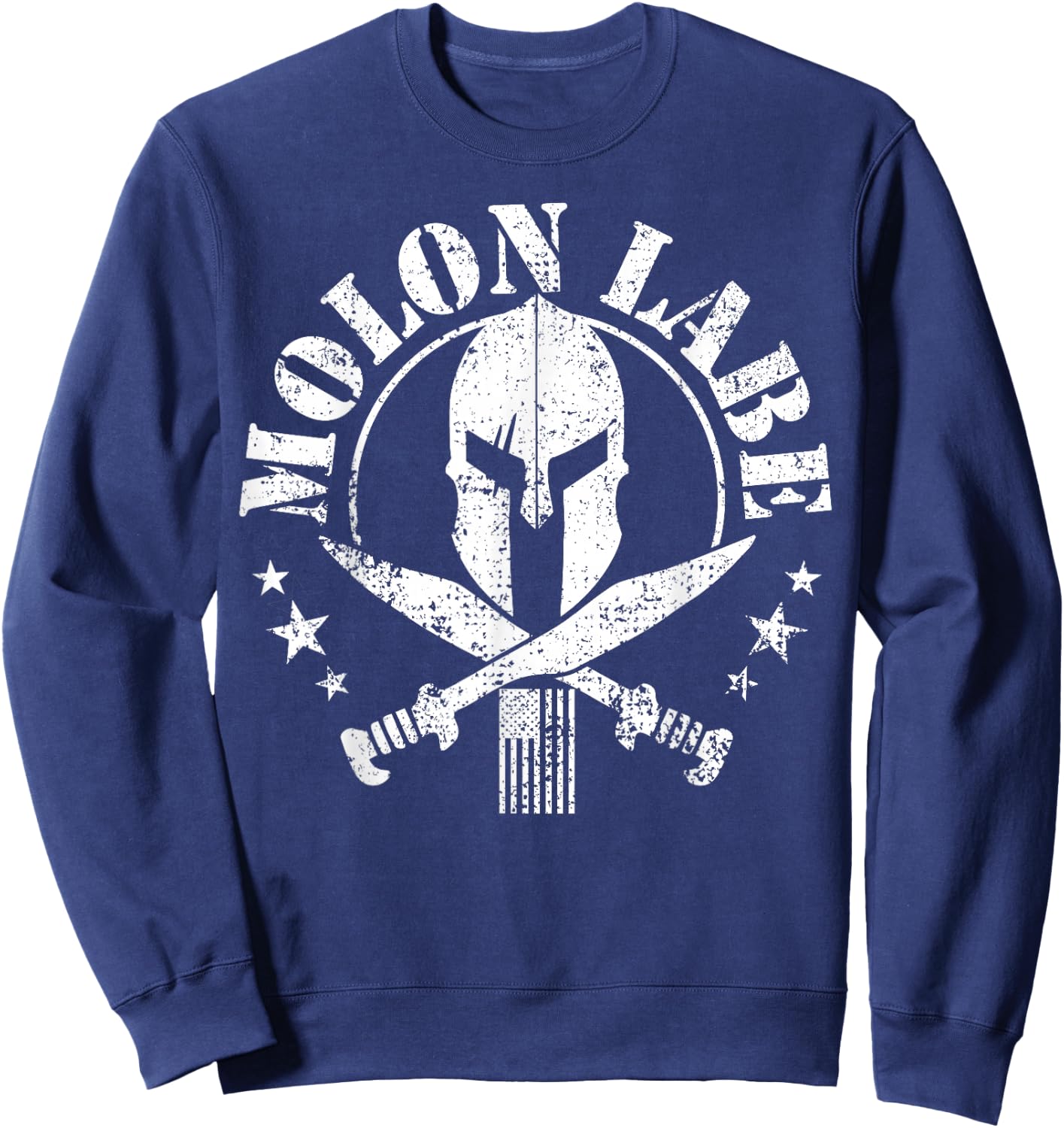 Epic Patriotic American Flag Molon Labe Spartan Military Sweatshirt - Sweatshirt | Navy
