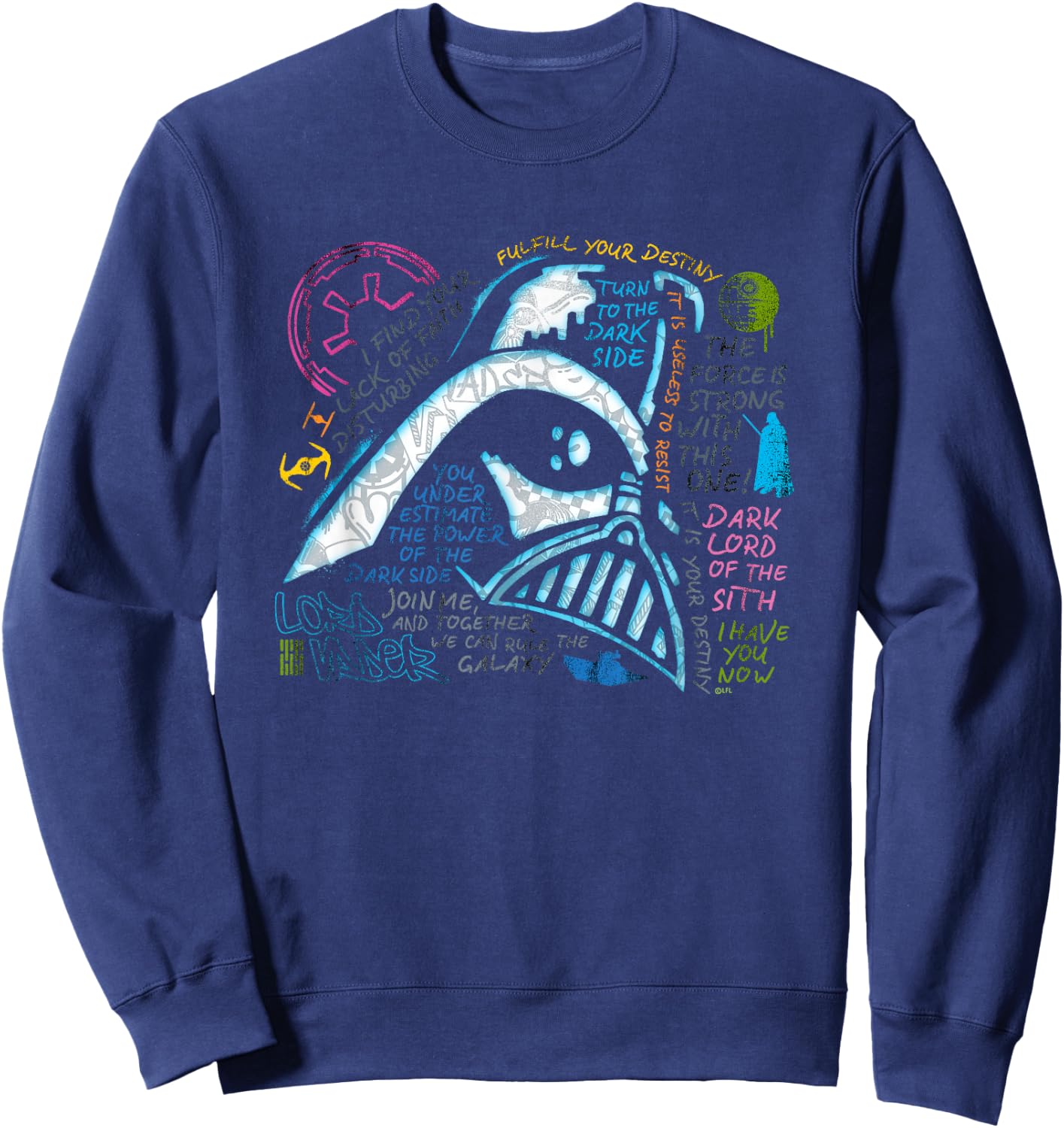 Star Wars Darth Vader Neon Chalkboard Art Quotes Sweatshirt - Sweatshirt | Navy