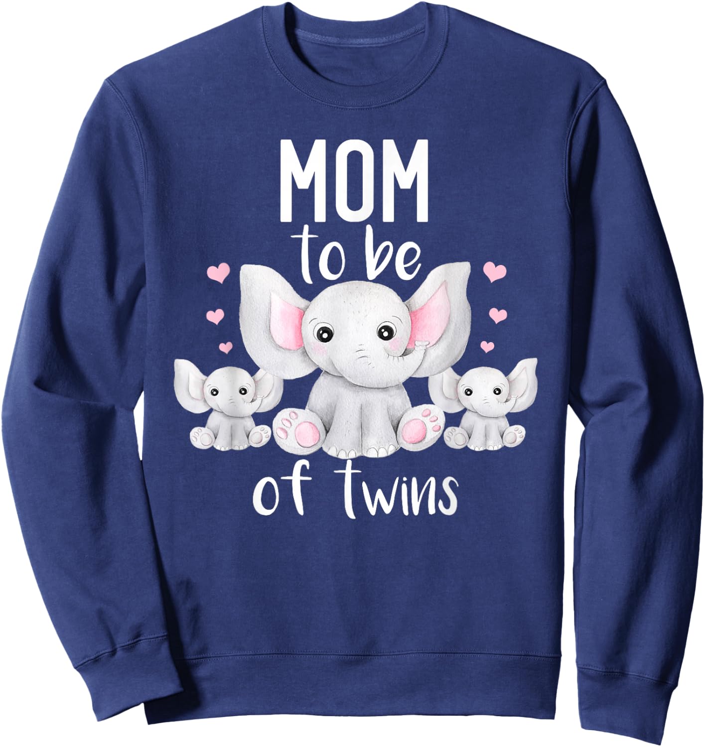 Mom To Be Of Twins Elephant Baby Shower Twin Mom Sweatshirt - Sweatshirt | Navy