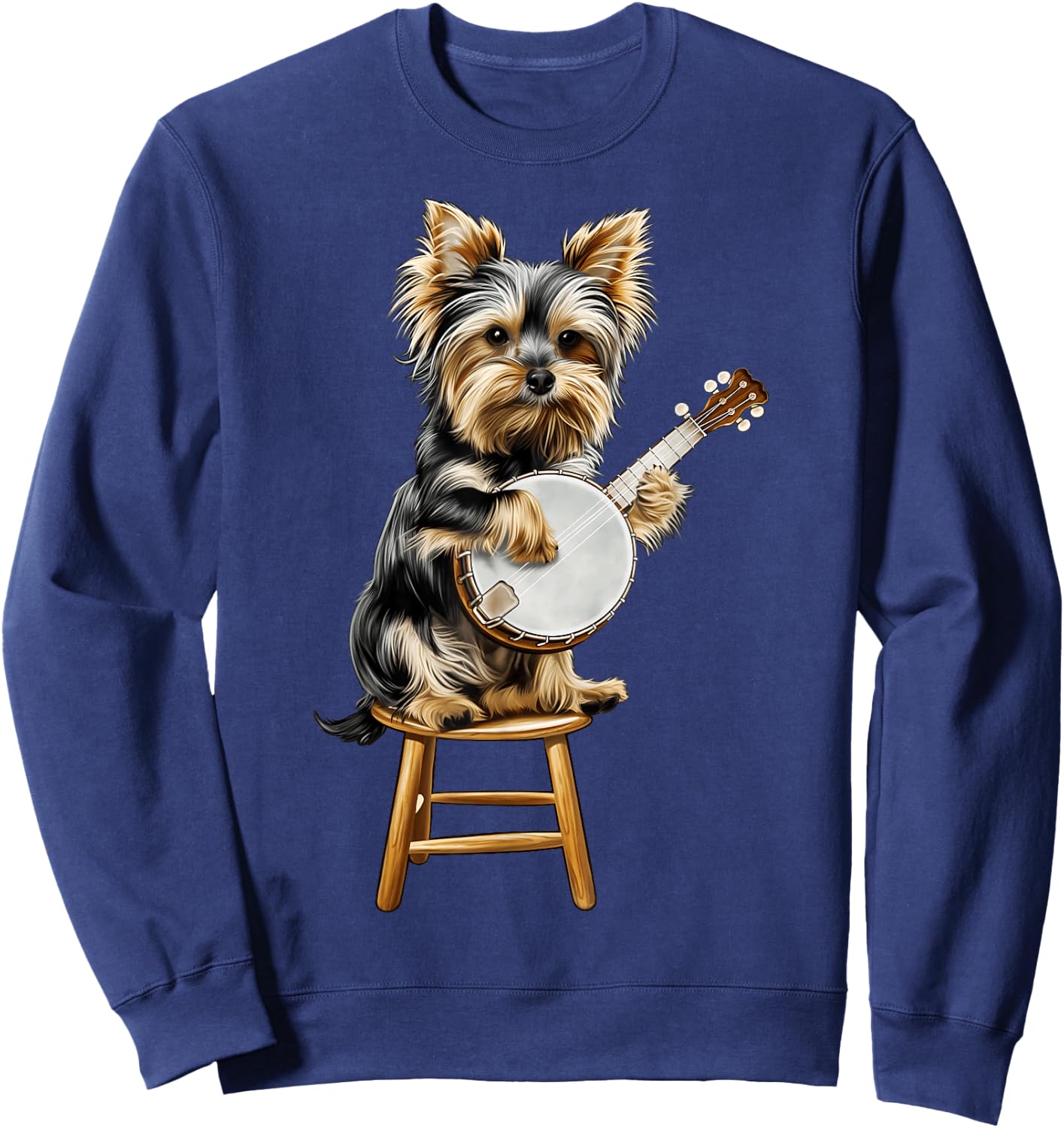 Yorkshire Terrier Yorkie Dog Playing Banjo Bluegrass Sweatshirt - Sweatshirt | Navy
