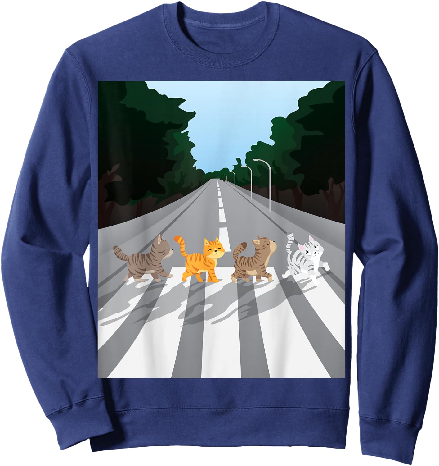 Funny Tabby Road Cat Parody Sweatshirt - Sweatshirt | Navy