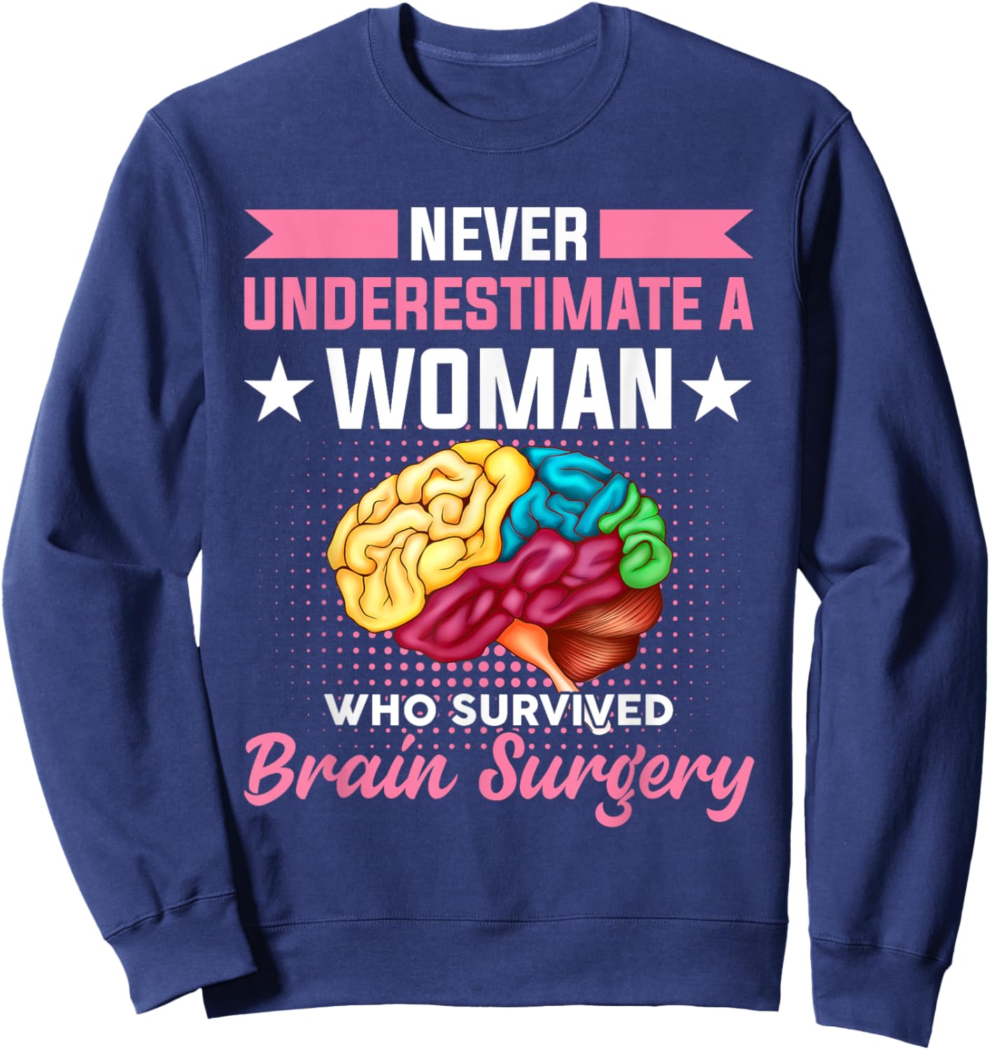 Never Underestimate A Women Who Survived Brain Surgery Sweatshirt - Sweatshirt | Navy