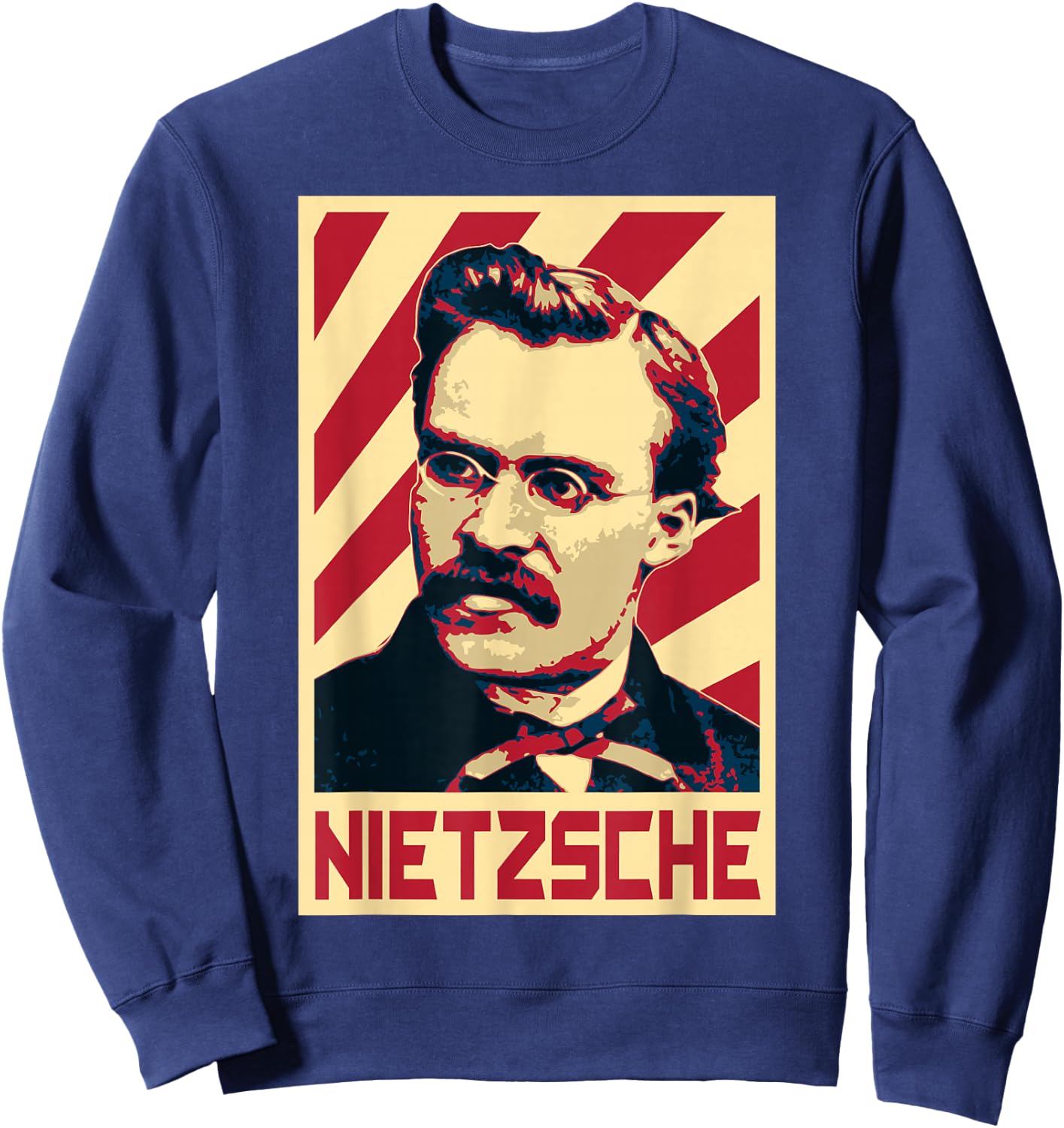 Friedrich Nietzsche Retro Propaganda Sweatshirt - Sweatshirt | Navy