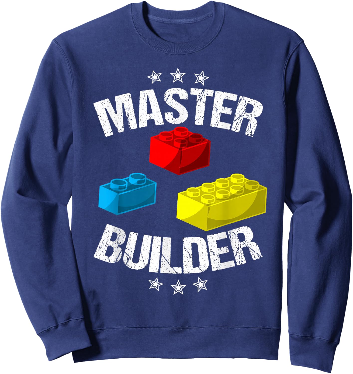 Cool Master Builder Funny Building Blocks Gift Men Women Short Sleeve Sweatshirt - Sweatshirt | Navy