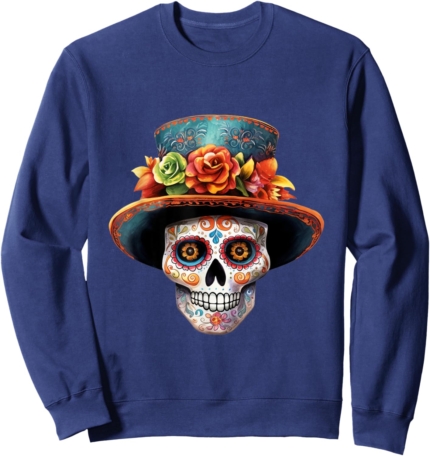 El Jefe Sugar Skull Men Dia De Los Muertos El Jefe Sweatshirt - Sweatshirt | Navy