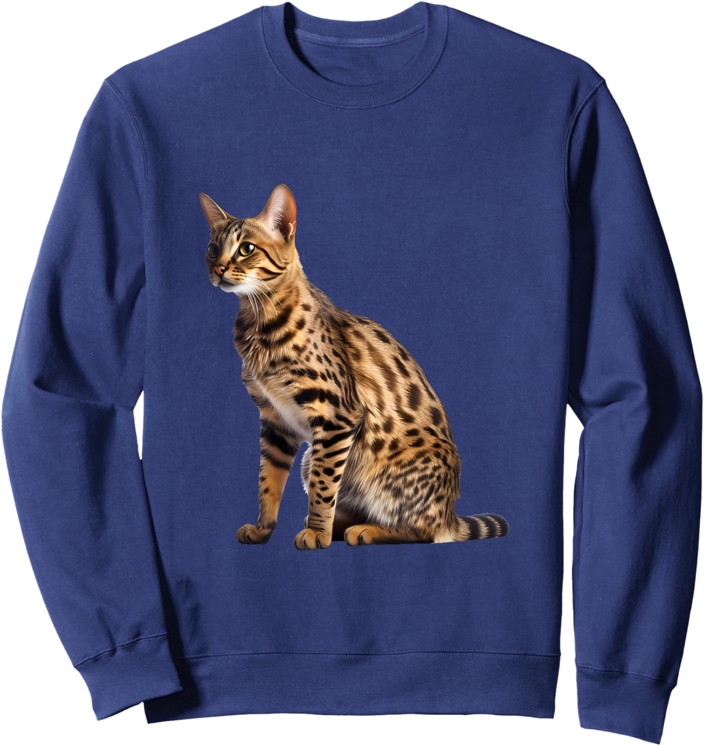 Savannah Cat Portrait Women Girls Kids Sweatshirt - Sweatshirt | Navy