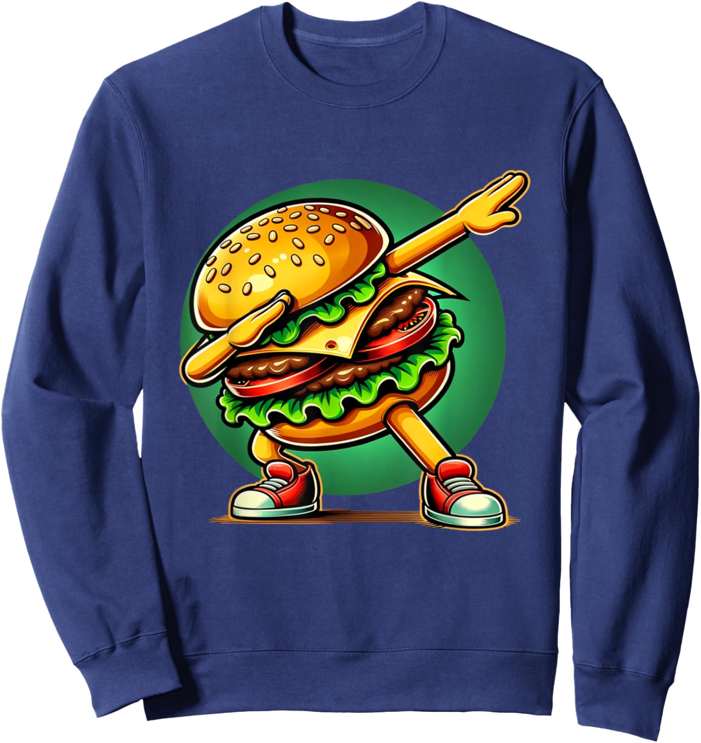 Burger Dabbing Dancing Funny Burger Hamburger Food Foodie Sweatshirt - Sweatshirt | Navy