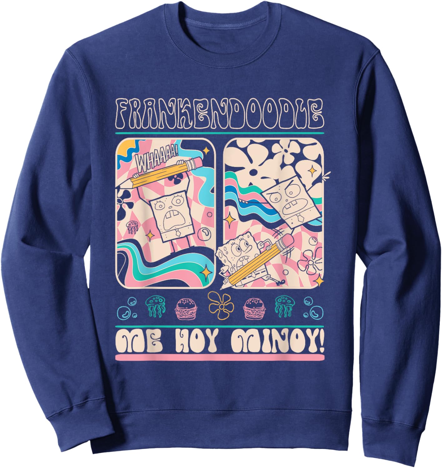 SpongeBob SquarePants Frankendoodle Me Hoy Minoy! Retro Sweatshirt - Sweatshirt | Navy