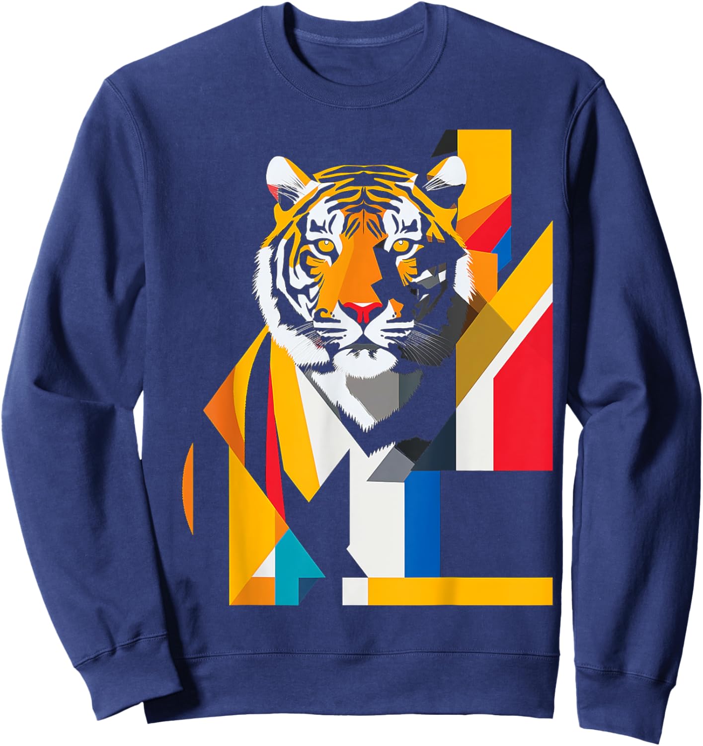 Tiger Abstract Colorful Animal Art Geometric Graphic Tiger Sweatshirt - Sweatshirt | Navy