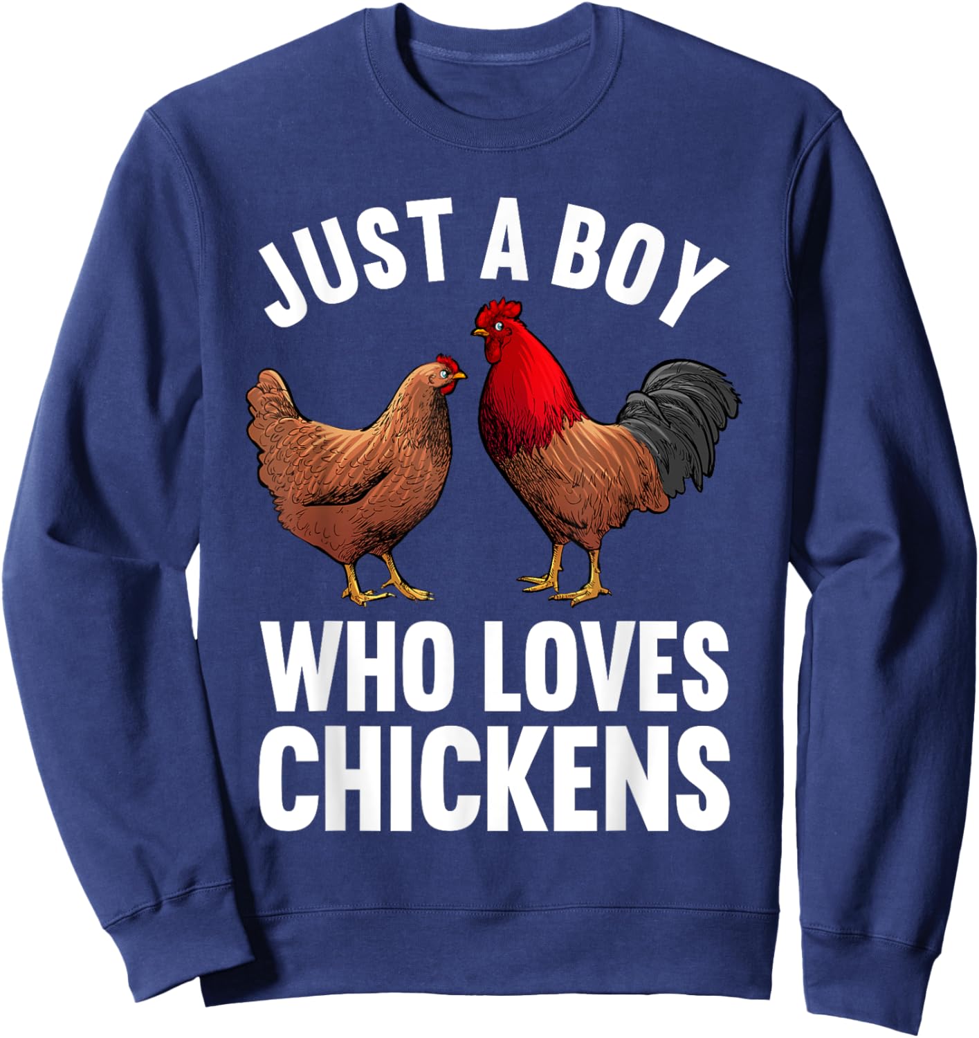 Funny Chicken Art Boys Farm Animal Chicken Farmer Sweatshirt - Sweatshirt | Navy