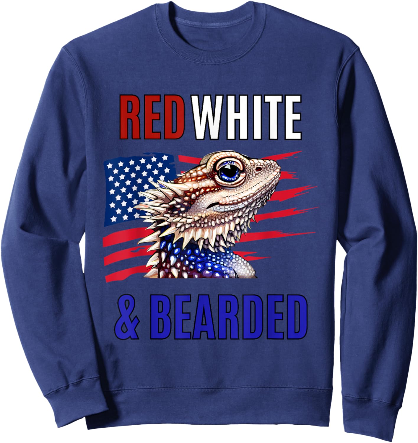 Bearded Dragon American Flag 4th of July Independence Day Sweatshirt - Sweatshirt | Navy