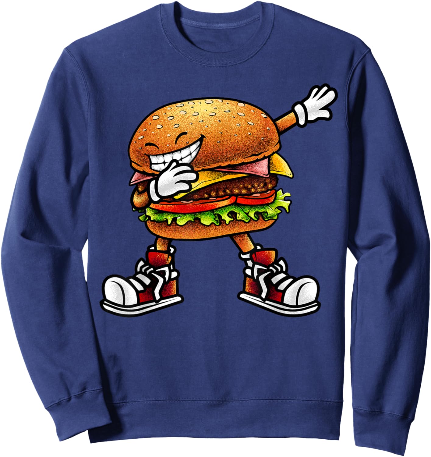 Funny Hamburger Women Kids Cheeseburger Fast Food Sweatshirt - Sweatshirt | Navy