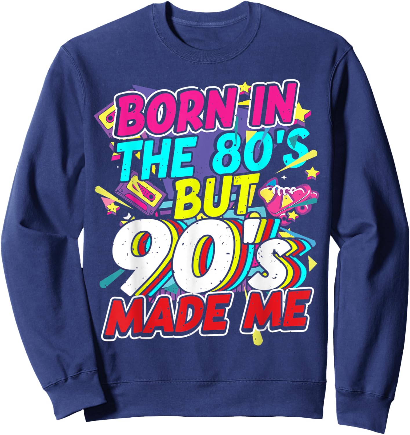 80er 90er Jahre Outfit Party Mottoparty Kostüm Damen Herren Sweatshirt - Sweatshirt | Navy