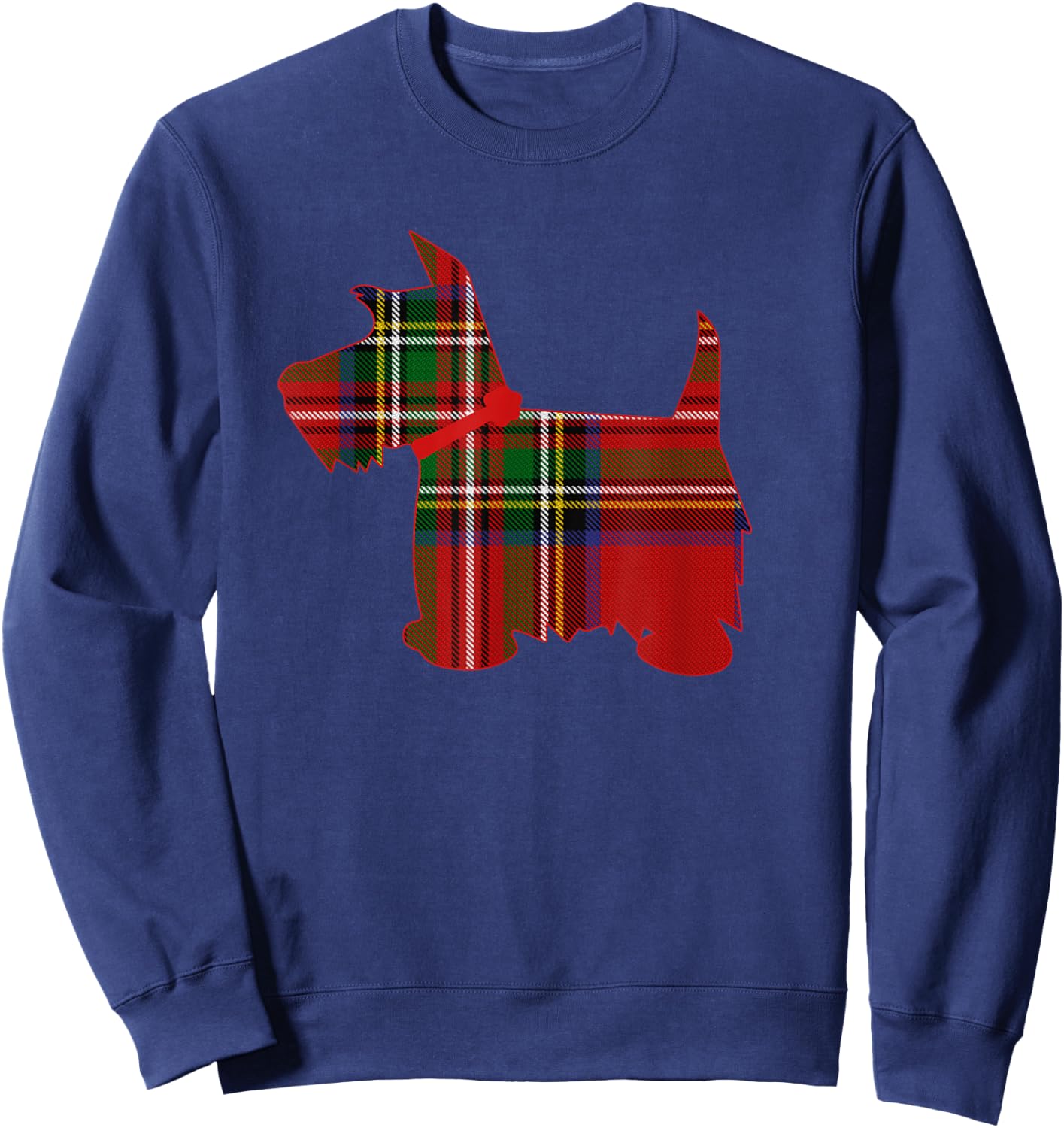 Scottie Dog Scottish Terrier Royal Stewart Tartan Red Plaid Sweatshirt - Sweatshirt | Navy