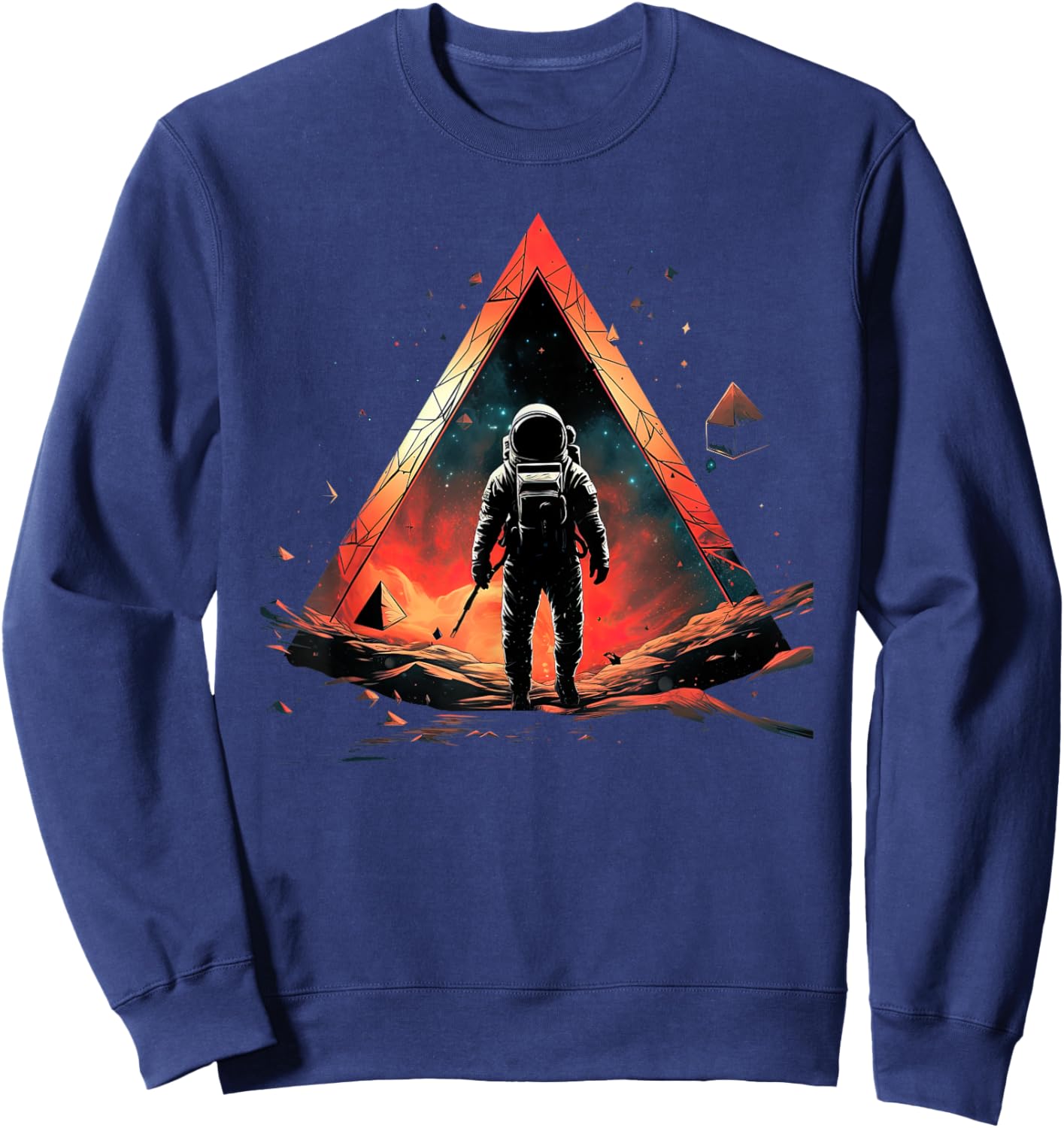 Funny Astronaut With Planets In Solar System Spaceman Sweatshirt - Sweatshirt | Navy
