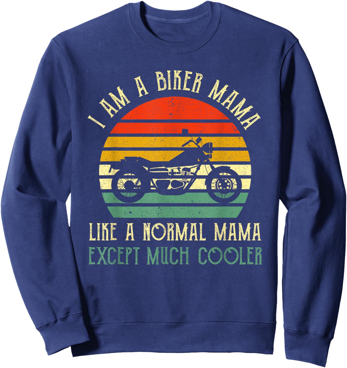 Motorcycle Biker Mama Rider Riding Motorbike Mothers Day Sweatshirt - Sweatshirt | Navy