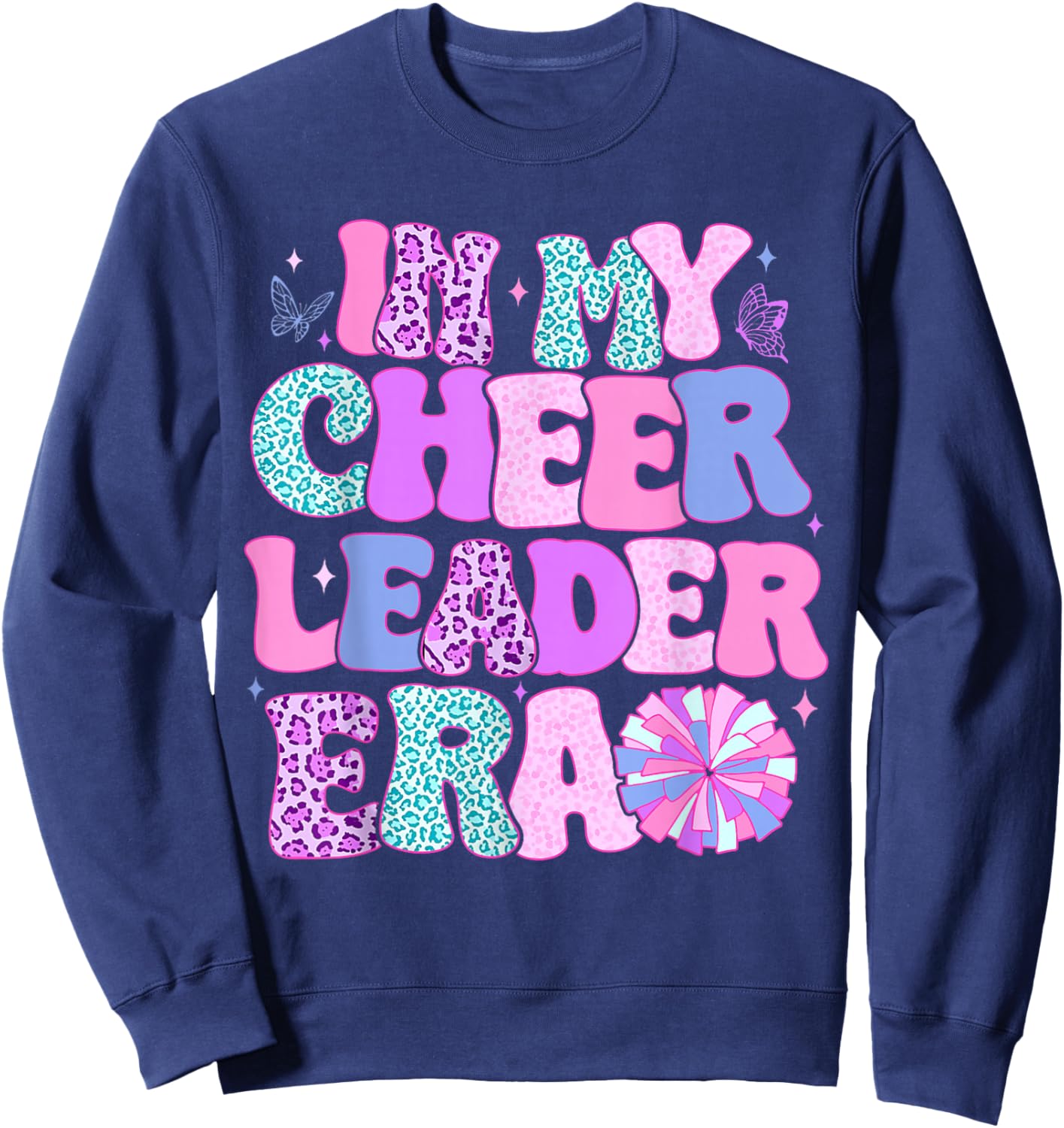 In My Cheer Leader Era Youth Cheerleader Cheerleading Sweatshirt - Sweatshirt | Navy
