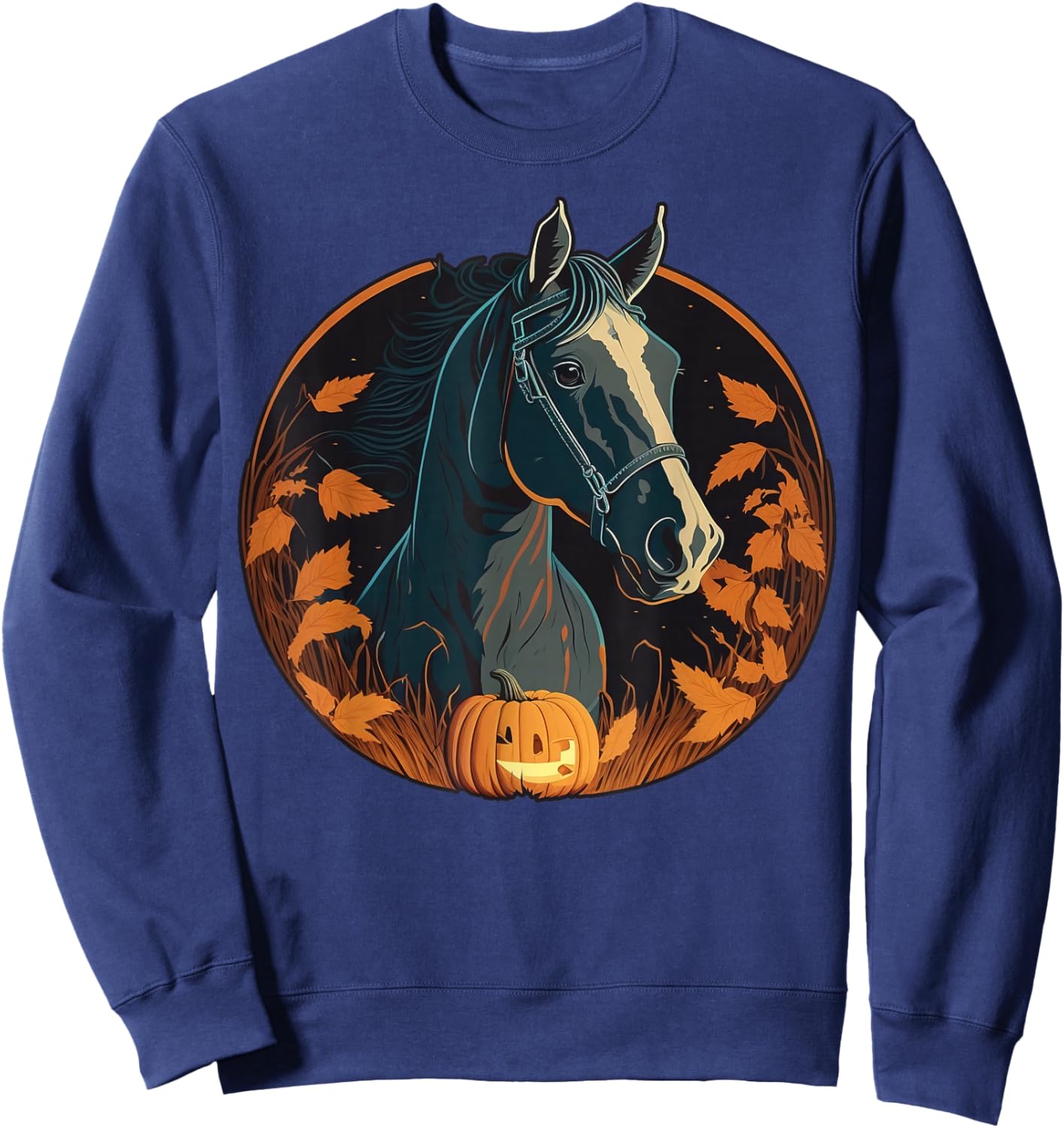 Pumpkin Horse costume on Horse Halloween Sweatshirt - Sweatshirt | Navy