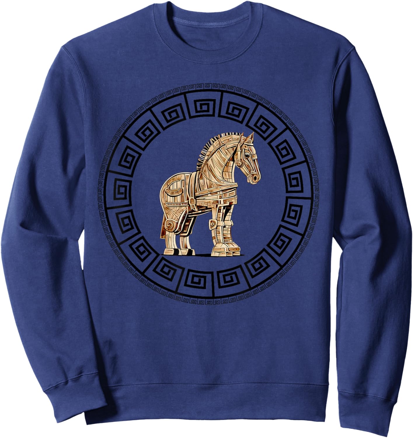 Greek Mythology Odyssey Greek History Trojan Horse Greek Key Sweatshirt - Sweatshirt | Navy