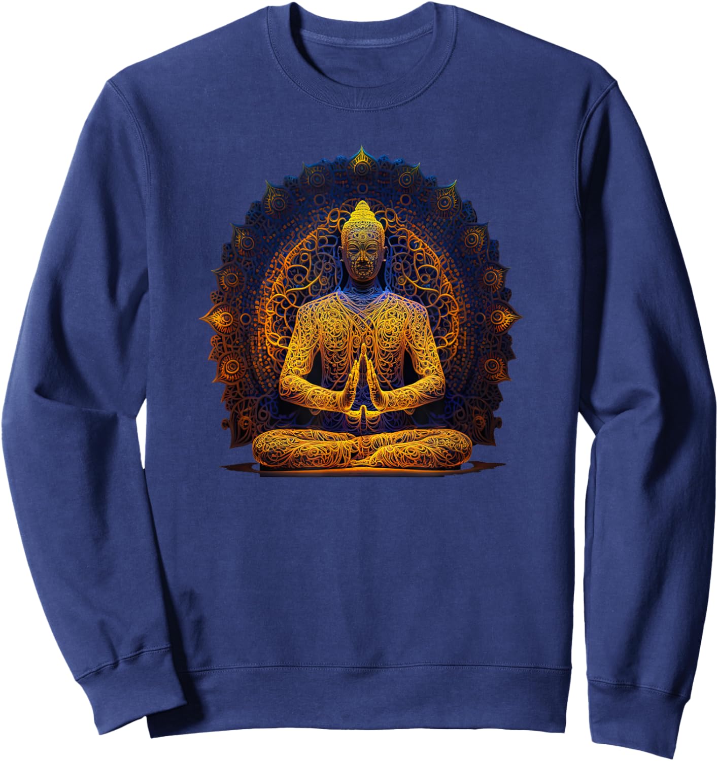 Buddha Statue Yoga Buddhist Zen Buddhism Meditation. Sweatshirt - Sweatshirt | Navy