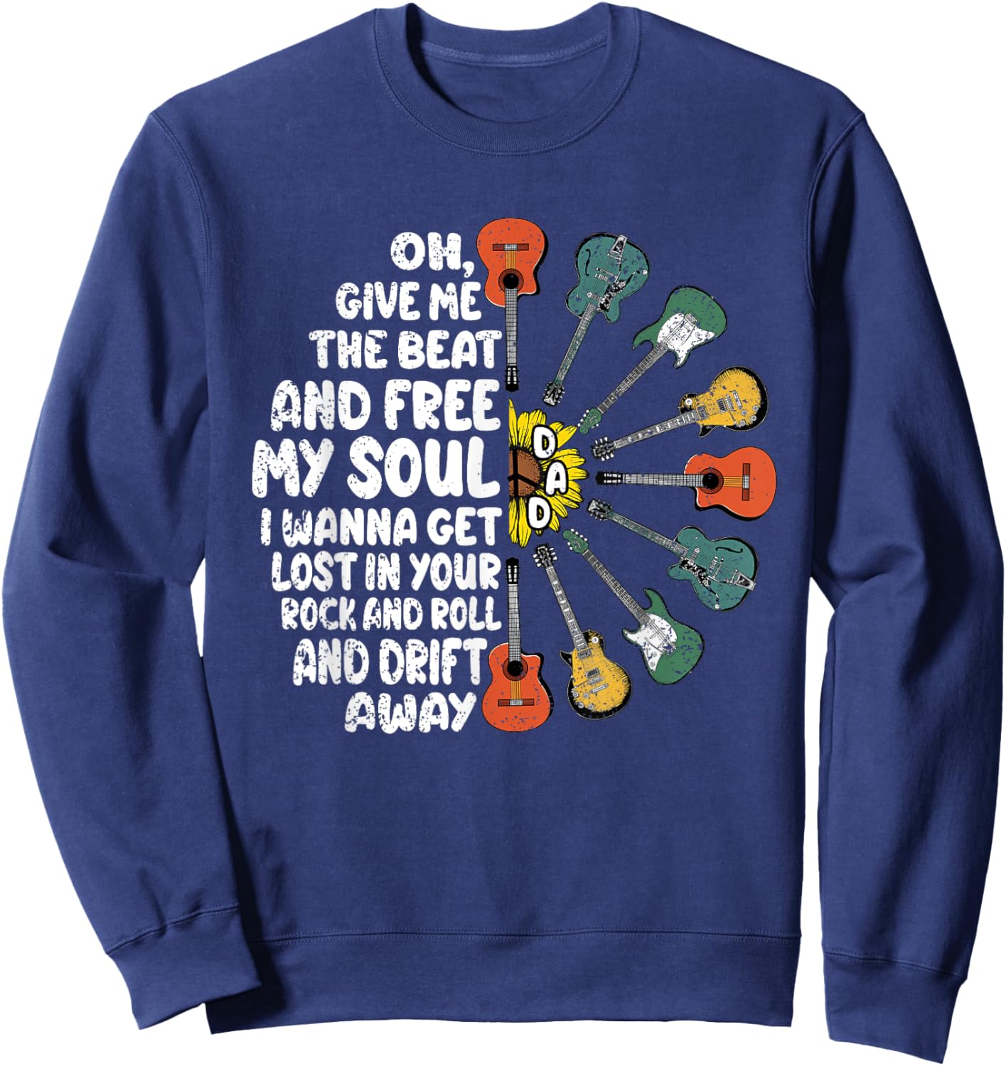 Guitar Player Dad Fathers Day Guitarist Musician Papa Men Sweatshirt - Sweatshirt | Navy